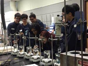 Students hands on testing in Sekisui lab