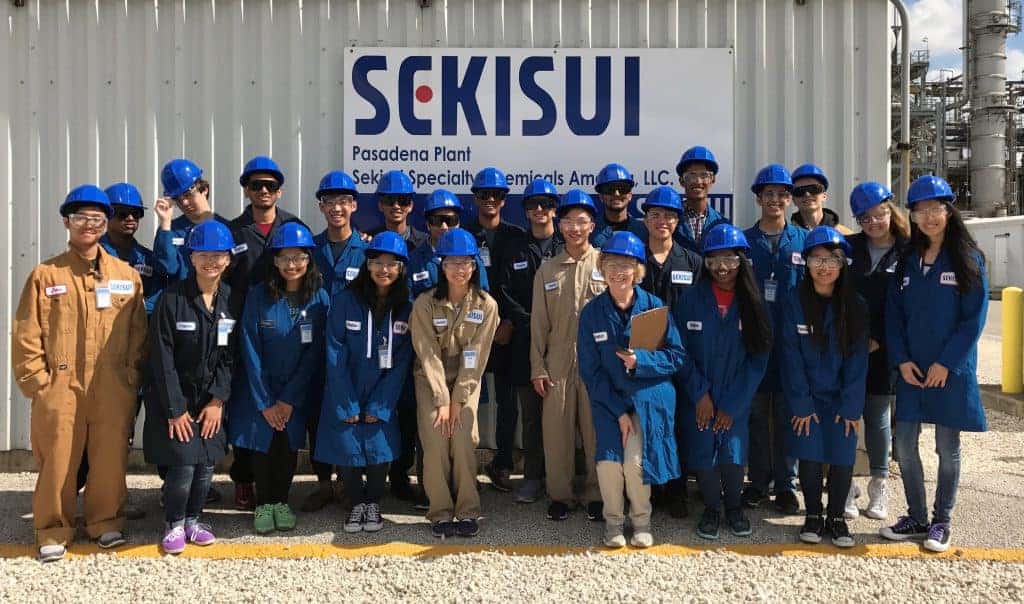 Students in Sekisui PPE at plant